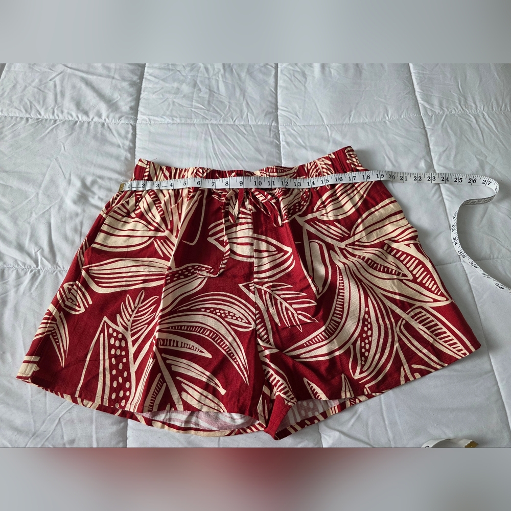 Tropical Print 2 Piece Vacation Set - Short Sleeve Top - Drawstring Shorts XL - Picture 10 of 11